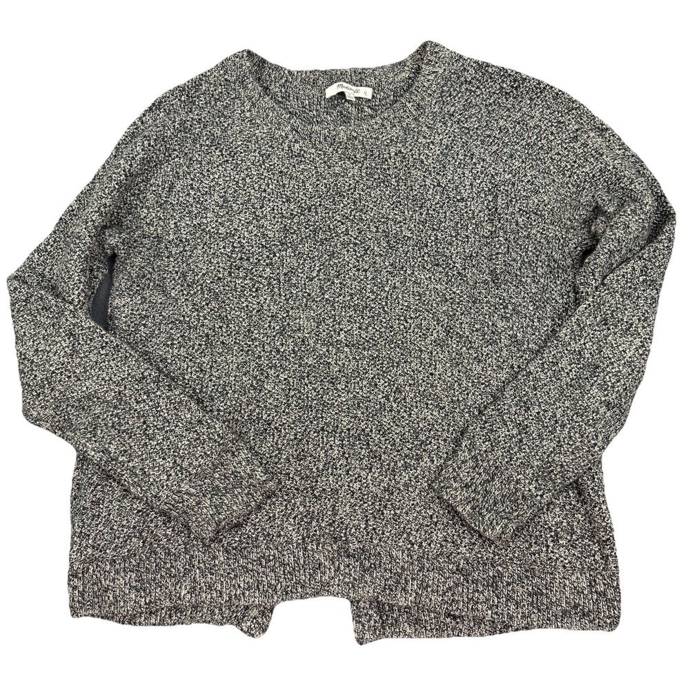 MADEWELL Provine Womens Gray/Black Knit‎ Tulip cross back sweater - SMALL